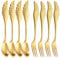 Pleafind 8PCS Coffee Tea Spoons Cake Forks, Stainless Steel Gold Wing Shape Small Dessert Forks Ice Cream Teaspoons Stirring Milk Spoon Gifts for Men, Christmas Birthday Men Gifts, Dishwasher Safe
