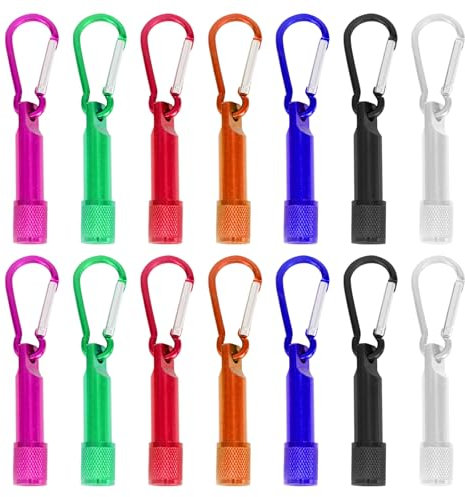 SPORWAY Lot de 15 mini lampes de poche porte-clés - Petite lampe de poche LED - Lampe de poche pour enfants - Pour l'extérieur, le camping, le cyclisme, les anniversaires d'enfants