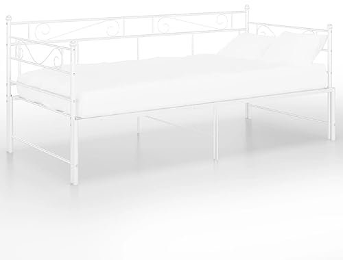 HETFTJN Single Bed/Ehebett Bed Frame Campingbett Bett Einzelbett/Double Bed - Tagesbett Ausziehbar Weiß Metall 90x200 cm für Gästezimmer Schlafsaal Hotel Schlafzimmer