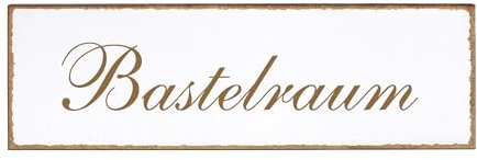 Dekolando Deko Türschild - Bastelraum - Schild 150 x 50 mm - Schilder Türschilder Namensschilder Wohnung selbstklebend Holzschild Tür Holzschilder