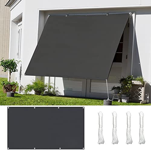 Tenda da sole per esterni, 5 x 5 m, impermeabile, con attacco, per cortile, balcone e giardino, grigio scuro