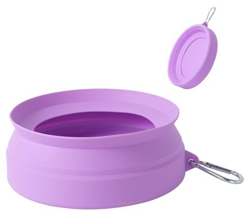 Ciotola d'acqua per cani in silicone pieghevole per auto e campeggio, montata sul veicolo, 3 modalità, Bianco (viola)