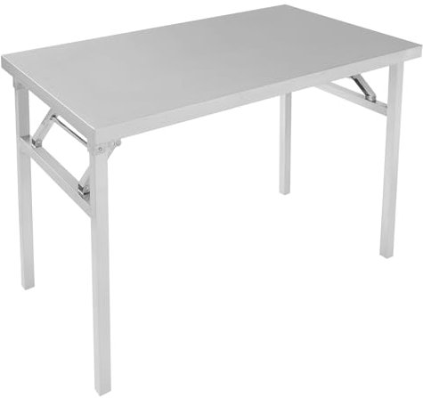 Qussse Edelstahl Arbeitstisch, 100 x 60cm Küchentisch aus Edelstahl, Faltbare Gastronomie Tisch für Hacken Kochen Holzarbeiten