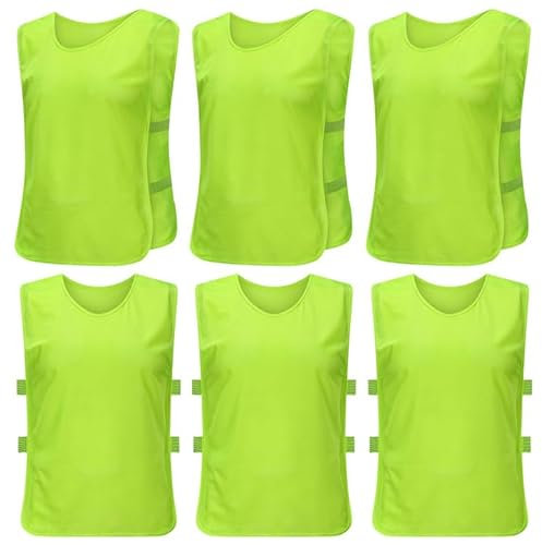 Fodlon Fussball Leibchen Kinder, 6 Stück Trainingsleibchen Basketball, Fußball Trainingsweste, Atmungsaktives Netz, Training Leibchen Kinder Set(Grün)