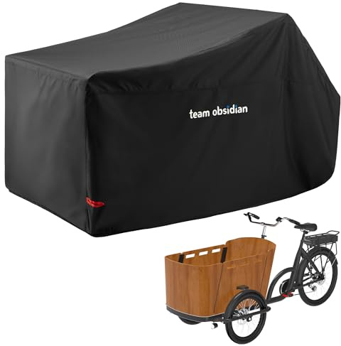 Team Obsidian 3-Rad Lastenrad Abdeckung - 225 x 100 x 100cm - Lastenrad Abdeckplane aus 600D Polyester - wasserabweisende Lastenfahrrad Wetterschutz Abdeckung - Schwarz