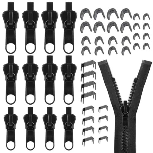 12 Stück Reißverschluss Reparatur Set, 3 Größen ReißVerschluss Zipper, Abnehmbare Zipper Repair Kit, ReißVerschluss Schieber Ersatz für Kleidungsstücke, Koffer, Rucksäcke