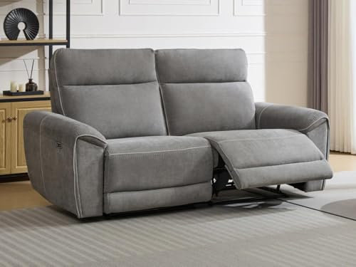 Vente-unique-Relaxsofa 3-Sitzer elektrisch - Stoff - Grau - DJARALO