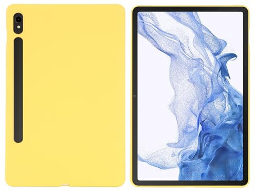 Custodia in silicone compatibile con Samsung Galaxy Tab S9 FE 10,9''/ S9 11'', ultra sottile, colore puro, antiurto, custodia protettiva in morbido TPU, giallo