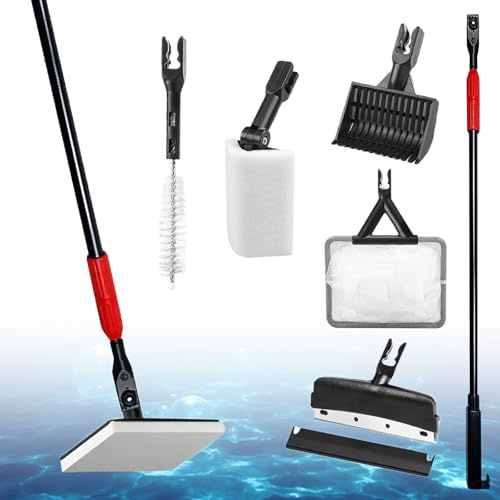 Set di attrezzi per la pulizia dell'acquario, 6 in 1, set di attrezzi per la pulizia dell'acquario, attrezzi per la pulizia dell'acquario, 6 in 1, raschietto per la cura dell'acquario