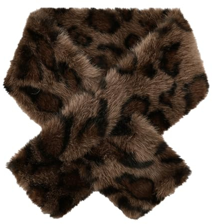ZUIMEIHQH Leopard Print Fur Scarf, Winter Fluffy Faux Fur Shawl Collar Neck Warmer Women, Animal Print Fleece Neck Scarf for Christmas Birthday Anniversary