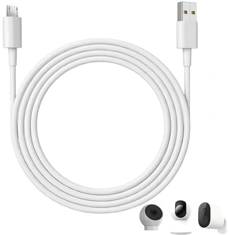 3M Extra Micro USB Cable for Indoor Cam, 9A Extra long Bold Replacement Micro USB Cable Fits Kindle Samsung Android Tablets Speaker and Power bank(1 PCS, White)