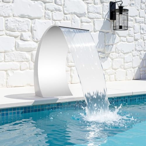 Mermajestic Wasserfall Edelstahl Pool Springbrunnen, 30x60cm Teich Brunnen Kaskaden Wasserfall mit 2 Zoll Anschluss, Pool FontäNe Schwallbrause Springbrunnen Schwalldusche, für Garten Deko