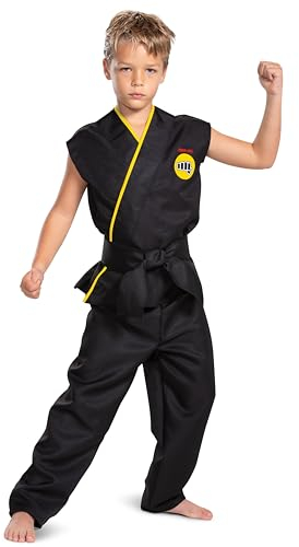 Cobra Kai Costume for Kids, Official Cobra Kai Costume Kids Gi with Black Belt, Child Size Small (4-6)