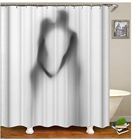 Daesar Polyester-Stoff Duschvorhang Antischimmel Mann Frau Nackt Lustiger 3D Duschvorhang 150X180CM