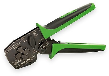 WAGO Crimp-Zange Variocrimp 16 206-1216 | Crimp-Bereich 6 mm², 10 mm², 16 mm² für Aderendhülsen mit und ohne Kunststoffkragen, entriegelbare Zwangssperre für eine gasdichte Crimpung