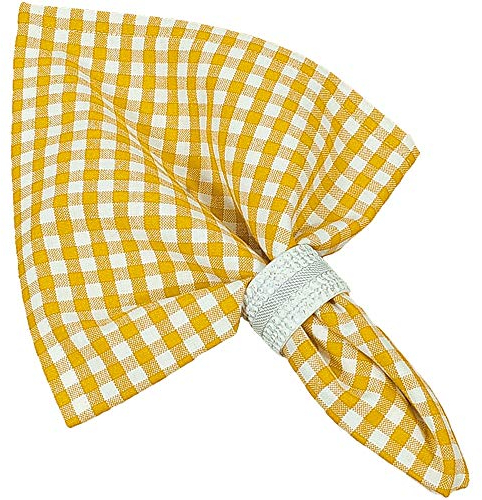 matches21 Serviette Stoffserviette Tischwäsche Landhaus Premium Hanne kariert Karo 1 STK je 45x45 cm - Gelb - 1 STK