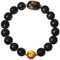 Jewboo Feng Shui Armband schwarzer Obsidian mit gelbem Tigerauge 12 mm Perlen Heilkristall Reichtum und Glück Armreif Unisex 17,8 cm, 18 cm, Stein, Obsidian