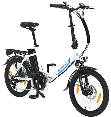 smartEC Camp-20D E-Bike Klapprad 250W Hinterradmotor Li-Ion-Akku 36V/15,6Ah 20 Zoll E-Klapprad E-Faltrad Elektrofahrrad Reichweite 100km bis 25 km/h (Weiß)