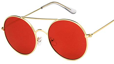 Sonnenbrille Übergroße Runde Sonnenbrille Damen Uv400 Retro Big Metal Sonnenbrille Für Female-Goldred