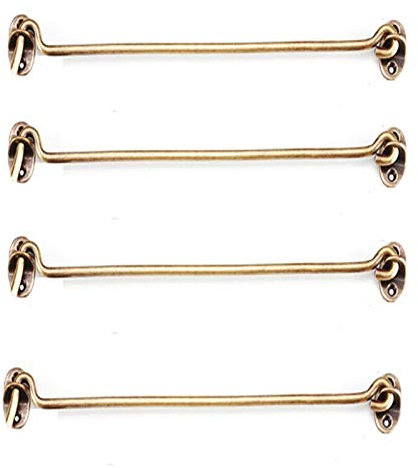 TopHomer Confezione da 4 ganci in ottone, ganci per porta e chiavistello per cancello da giardino, chiusura per porta, ideale per fissare e tenere porte aperte per capannoni, cancelli da giardino