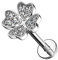 Taffstyle Piercing Stab Stecker Lippenpiercing Ohrpiercing Labret Lippe Ohr Tragus Helix Platte Stud Blume Kleeblatt mit Glitzer Kristall Silber 8mm