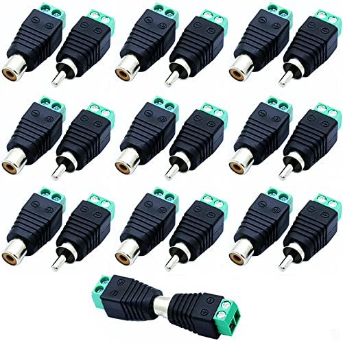 Greluma 20 Pièces Adaptateur de Connecteur Audio/Vidéo Phono RCA Mâle et Femelle vers Borne à Vis AV (10 Pièces Mâle et 10 Pièces Femelle)