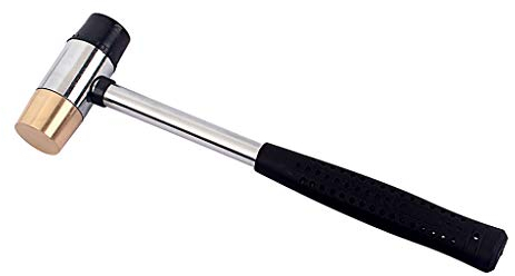 Alnicov Fret Hammer Gitarrenbauer Hammer 26mm Durchmesser Kopf Schwarz Kunststoff- und Messingkopf für Saiteninstrument