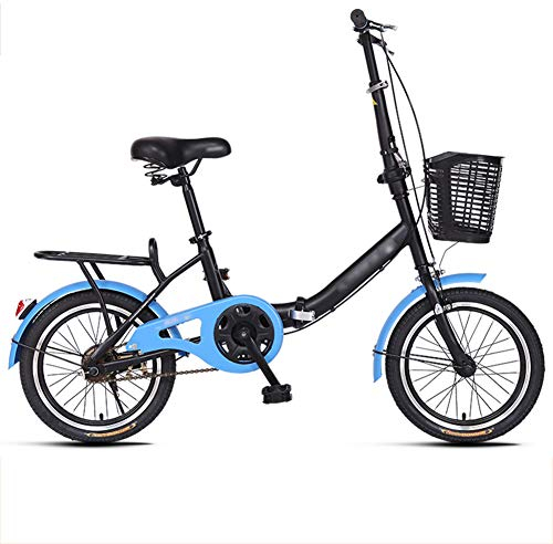20 Zoll Faltrad Klapprad, Kohlenstoffstahlrahmen Fahrrad Klappfahrrad mit Komfortsattel und Ständer Gepäckträger für Herren, Damen, Mädchen, Jungen geeignet,Blue