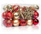 AMS Weihnachtskugel-Ornamente, 70 Karat, in einer wiederverwendbaren Handhelf-Geschenk-Box, Rot + Gold, 80 mm