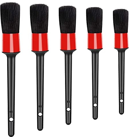 TYPHEERX Detailing Brush, 5 Pcs Car Cleaner Brush Set for Engine Wheels Interior Air Vents Dashboard Emblems