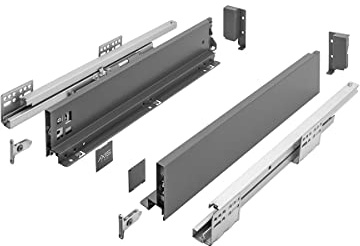 MS Beschläge Schubladensystem Schubkastensystem Soft Close Funktion Küchenschublade 40 kg Traglast Schubladen-Set Anthrazit Schubladenauszug Vollauszug (Länge: 550mm, Höhe: 86mm)