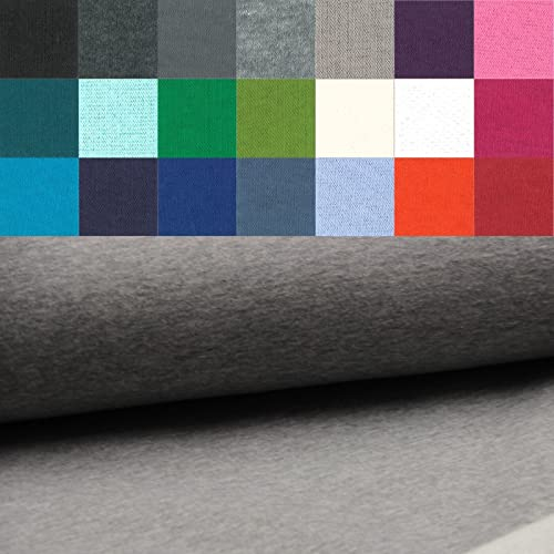 Wintersweat Meterware - Sweatshirt Stoff - Baumwoll Sweat Uni ÖkoTex 100 - weicher Stoff für Pullover/Hoodies *Ab 50cm, Farbe: 063 grau mel.