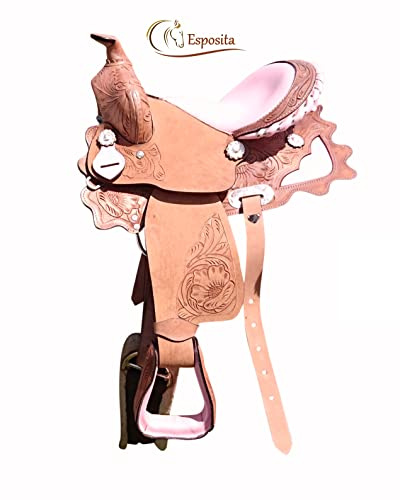 Esposita Westernsattel Princess für Pony und Shetty echtes Leder mit Rosa 10