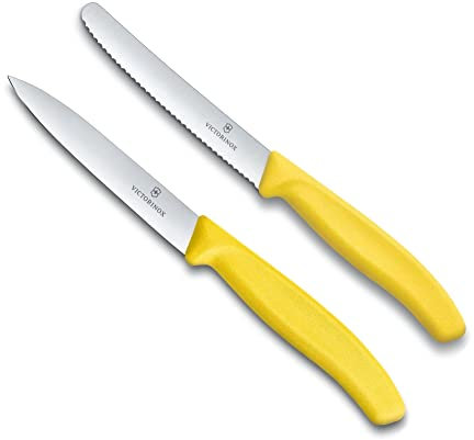 Victorinox - 2-tlg. Starter Gemüsemesser Set 10cm - gerader und Wellenschliff - Swiss Classic - gelb - spülmaschinengeeignet