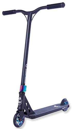 Longway Stunt Scooter Summit High End Profi StuntScooter, 6061 T6 Alu, ABEC 9 Kugellager, 110mm Wheels mit Core, Funscooter, Roller, Trick, Rainbow, Schwarz Neo Chrome, Einheitsgröße