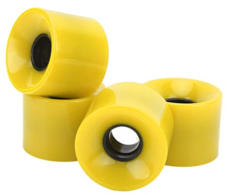 4PCS 60mm Roues de Skateboard, Roues de Skateboard Tout Terrain pour Skateboard, Longboard(Jaune)
