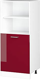 Vicco Herdumbauschrank R-Line, Herdschrank, Bordeaux Hochglanz/Weiß, 60 cm