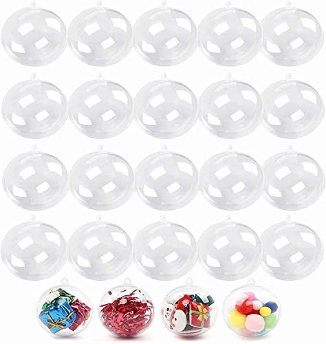 20 Stück Weihnachtsschmuck, Kugeln, DIY, transparenter Kunststoff, befüllbar, Weihnachtsschmuck, Baumkugeln, Basteln, transparente Kugeln, Geschenke für Weihnachten, Hochzeit, Party, Neujahr,