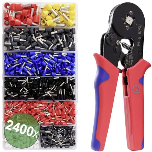 Quadrios 22T007 22T007 Crimping Pliers Set Wire End Ferrules 0.25 to 10 mm² Includes Ferrules Assortment