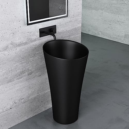Mai & Mai Design Standwaschbecken in Schwarz Matt aus Mineralguss Waschbecken Standwaschtisch Waschtisch Waschplatz BTH: 42x42x85 cm Col33
