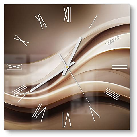 DEQORI Glasuhr | 30x30 cm | Motiv Edelmetallschwingung | ausgefallene leise Design Uhr aus Glas | Wanduhr für Wohnzimmer & Küche | moderne Hingucker Uhr für die Wand