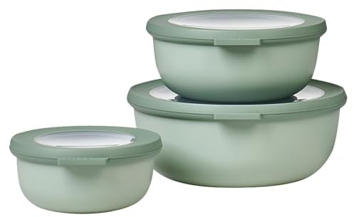 Frischhaltedose Set Cirqula Rund 3-teilig Vorratsdose Mikrowellendose Gefrierdose Nordic Sage MEPAL