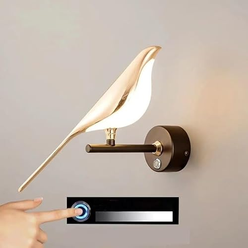EOEO LED Wandleuchte Dimmbar mit Touch Schalter,10W Innen Tiere Vogel Wandlampe Nachttischlampe,Metall Acryl Wand Nachtlicht Deko Vogellampe für Schlafzimmer Wohnzimmer Kinderzimmer,3000k warm light