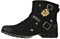 OSSTONE Chukka Stivali Cowboy Biker in Pelle Scivolare su Punta Quadrata Lunghezza di Vitello Tacco Western Uomo Stivali Invernali Piatto Caviglia Stivaletti Botas Boots 5008-1-IT Camoscio Nero 14