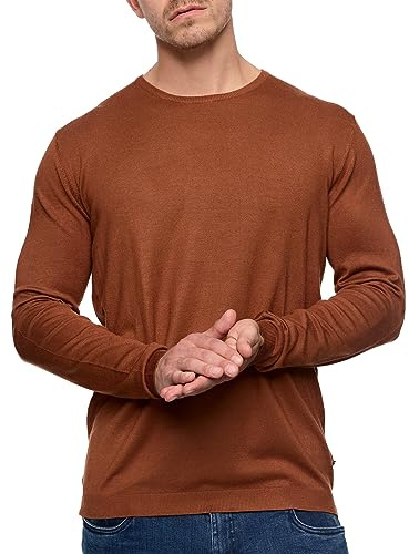 JEFF Herren Greyson Strickpullover mit Rundkragen | Feinstrick Pullover Cardigan Männer Golden Brown, XL