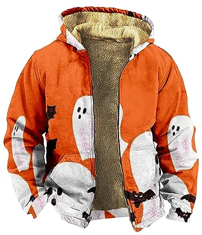 KONG JIMFAN Sweatjacke Herren Anzug Jacke Herren Baseball Trikot Herren Regenjacke Herren Gefütterte Regenjacke Winterjacke Herren Sport Hoodie Herren Leichte Jacke Imprägnieren(Orange,S)