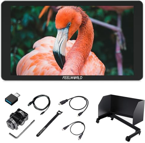 FEELWORLD Monitor de cámara P6XL de 6 pulgadas, batería integrada, 1200 nits brillante, pantalla táctil, monitoreo HDMI 4K / HDR / LUT 3D personalizado
