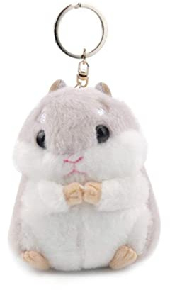 PULABO Niedlichen Plüsch Hamster Anhänger Schlüsselbund Cartoon Plüschtier Hamster flauschigen Schlüsselbund Handtasche Dekoration, hellgrau beliebt