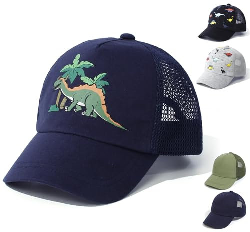 QIYIENDIAN Baby Kleinkind Baseballkappen einstellbar Sonne Hüte Dinosaurier Feste Farbe Hut Kinder Jungen Mädchen(Navy Blue Dinosaur,1-3Years)