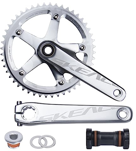 Juego de bielas de una sola velocidad Juego de brazos de manivela de bicicleta 165 mm 104 BCD Discos de dientes de orificio redondo para bicicleta de pista Plato de dientes anchos y estrechos 48/